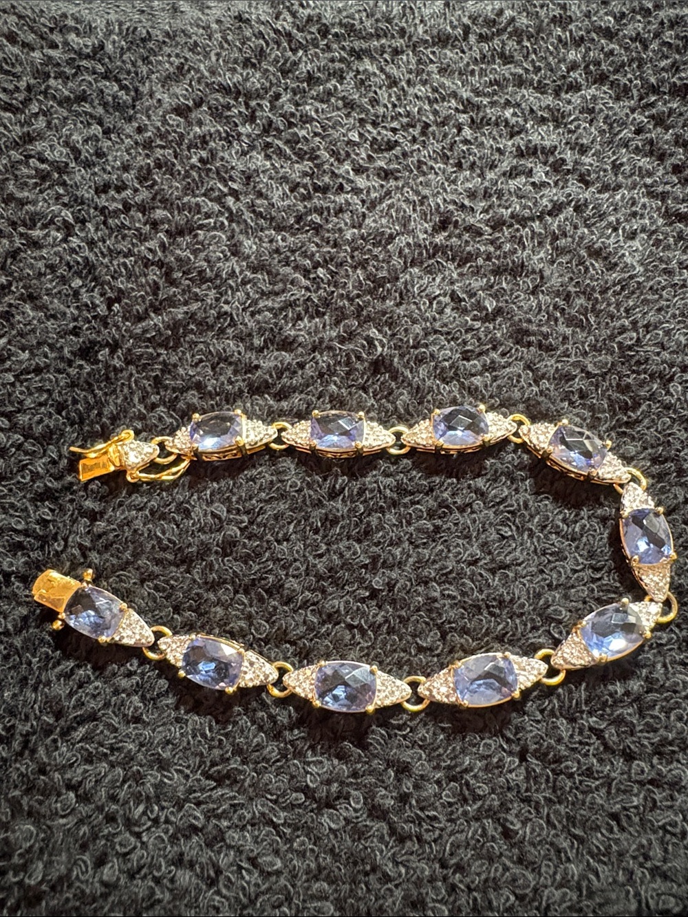 QVC Gold-Tone Bracelet with Blue Oval Crystals